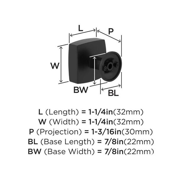Amerock BP37101 Everett 1-1/4 Inch Square Cabinet Drawer Knob NEW Lot Of 8 - Picture 3 of 6